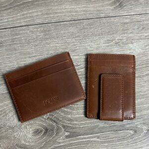 J. Crew Leather Money Clip Wallet & Card Holder Duo